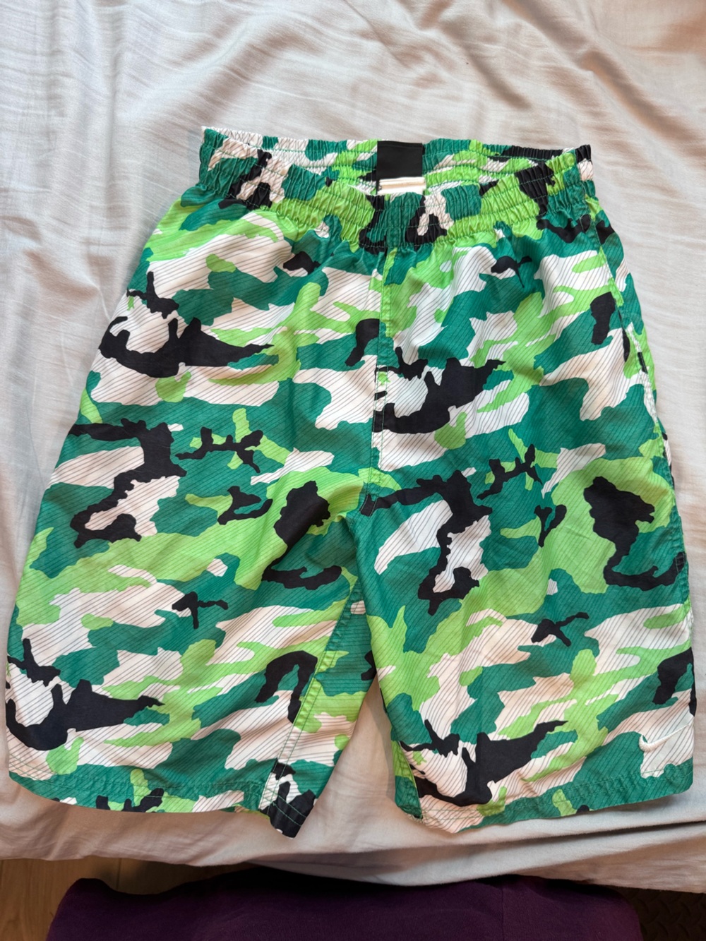 Nike Boys Green Camo Swim Shorts